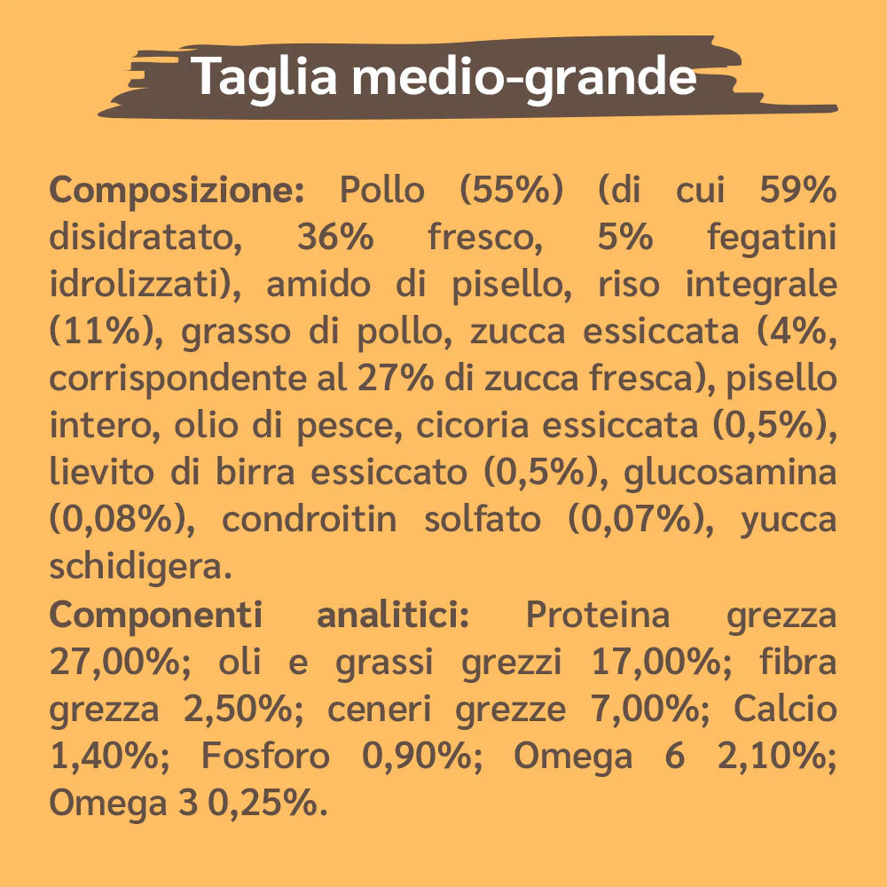 Pollo fresco con riso integrale e zucca